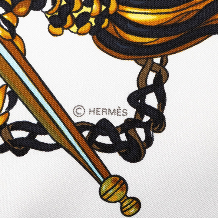 Hermès Le Timbalier Foulard 90 Blanc – vue 2 – GABY PARIS