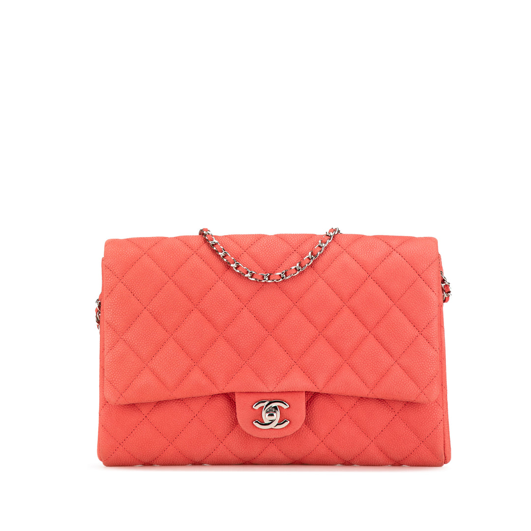 CC Quilted Caviar Single Flap Red - Gaby Paris