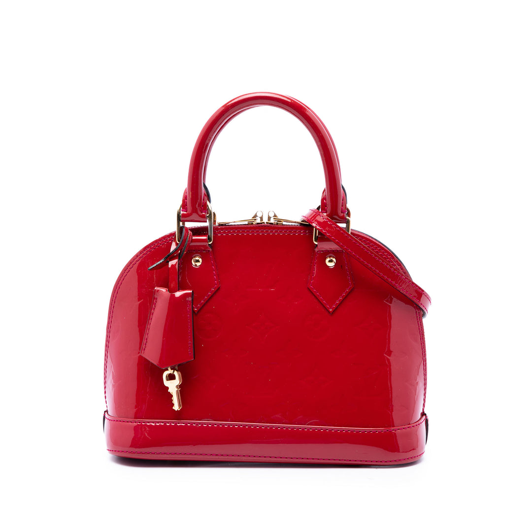 Louis Vuitton Alma BB Cuir verni Monogram Rouge – vue principale – GABY PARIS