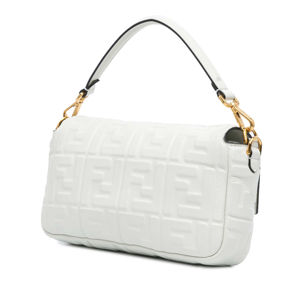 Zucca Embossed Baguette Satchel White - Gaby Paris