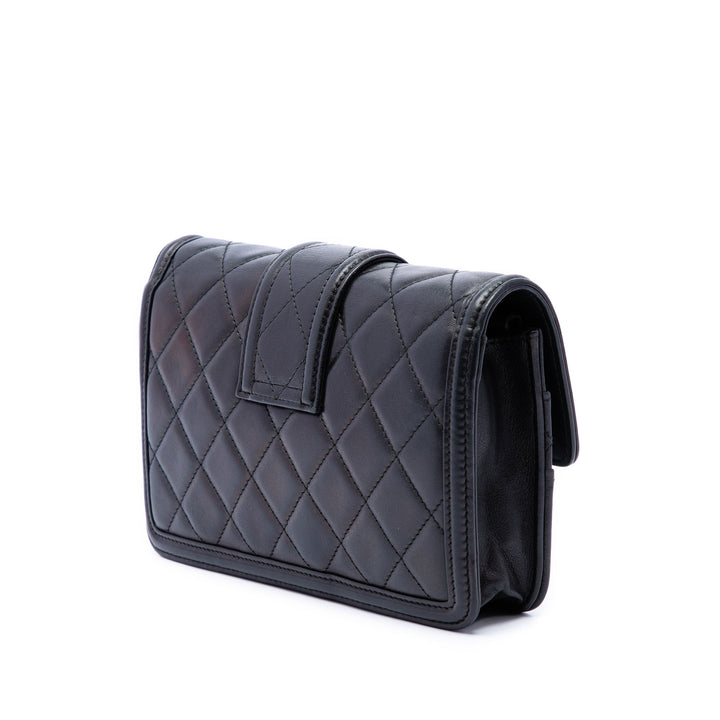 Chanel Matelassé Elegant CC à rabat Wallet on Chain Petit Cuir d'agneau Noir – vue 2 – GABY PARIS
