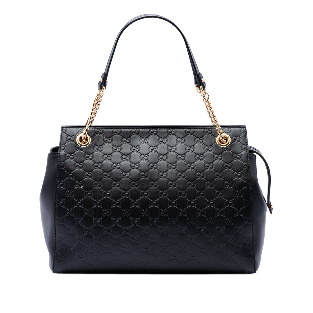 Guccissima Souple Signature Cabas Moyen Noir