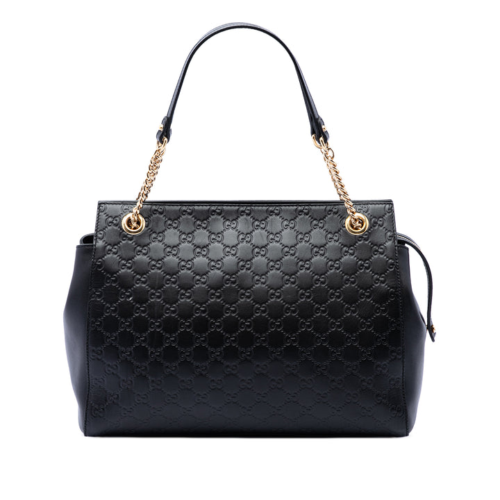 Guccissima Souple Signature Cabas Moyen Noir
