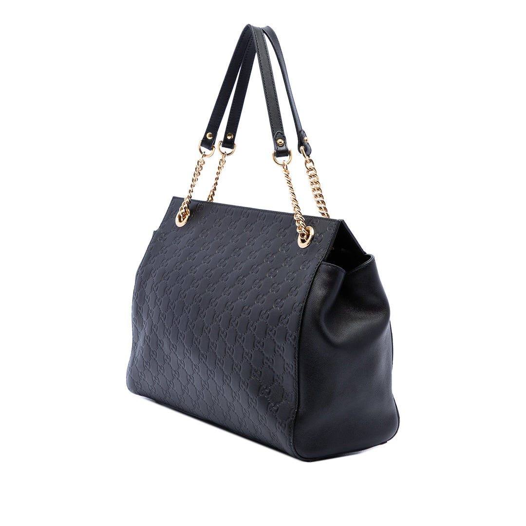 Guccissima Souple Signature Cabas Moyen Noir
