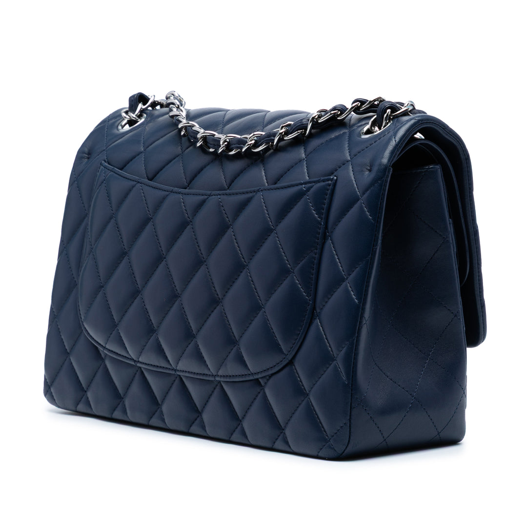 Chanel Jumbo Classic Cuir d’agneau Double rabat Bleu – GABY PARIS Authentique