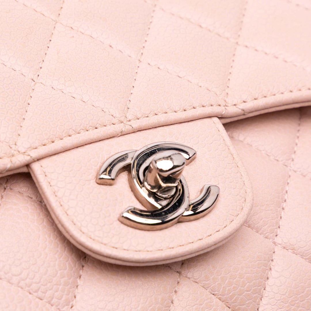 Medium Classic Caviar Double Flap Pink - Gaby Paris