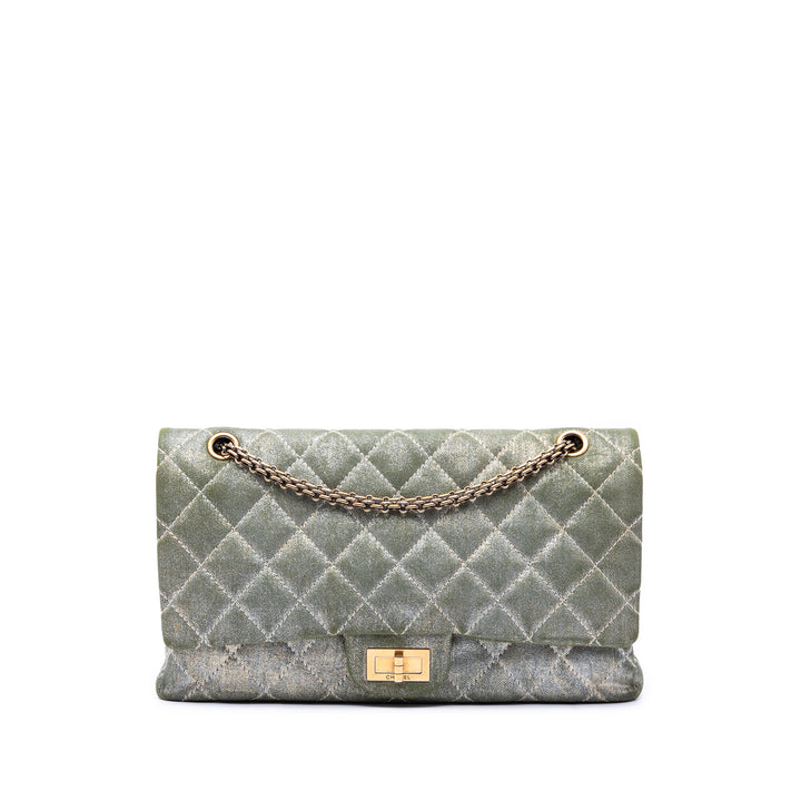 Matelassé Shimmering Reissue 2.55 Double rabat 227 Jean Vert