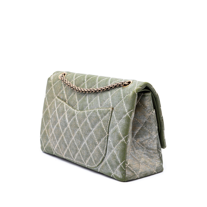 Matelassé Shimmering Reissue 2.55 Double rabat 227 Jean Vert