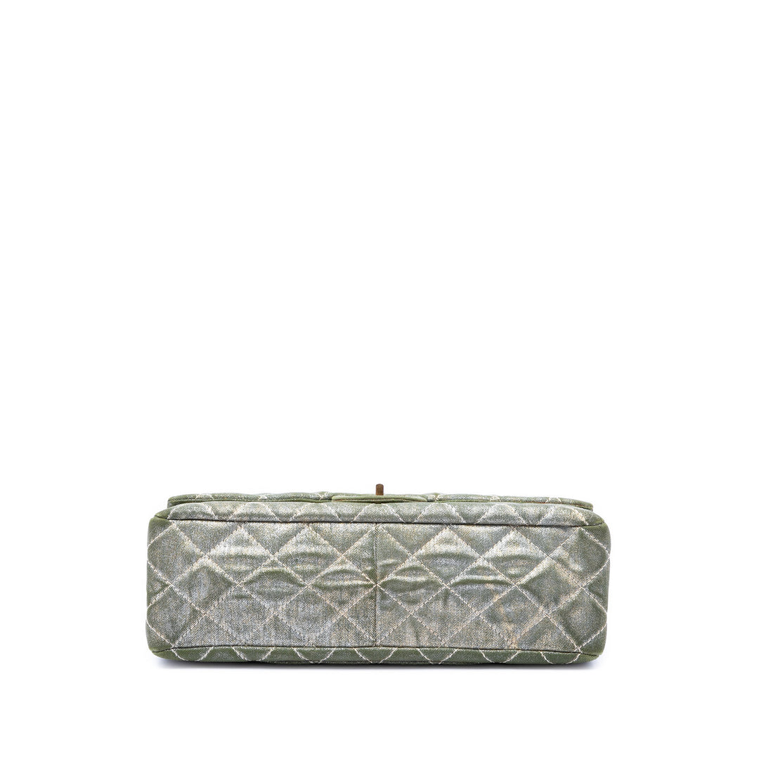 Matelassé Shimmering Reissue 2.55 Double rabat 227 Jean Vert