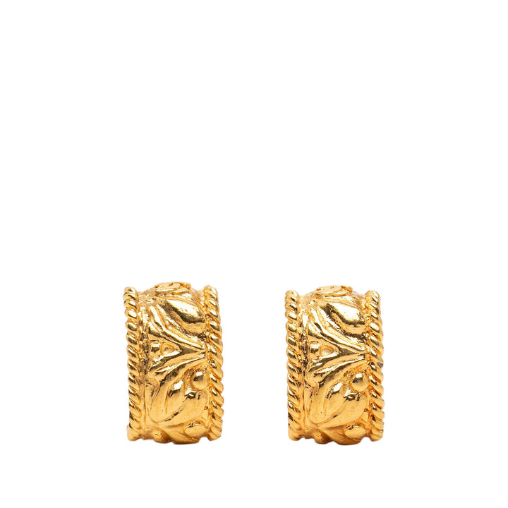 Chanel CC plaqué Half Hoop À clip Boucles d'oreilles Métal