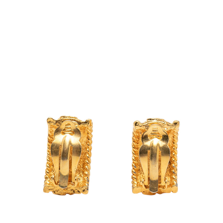 Chanel CC plaqué Half Hoop À clip Boucles d'oreilles Métal