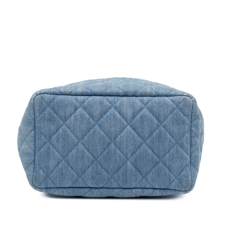 Quilted Denim Urban Spirit Bucket Bag Blue - Gaby Paris