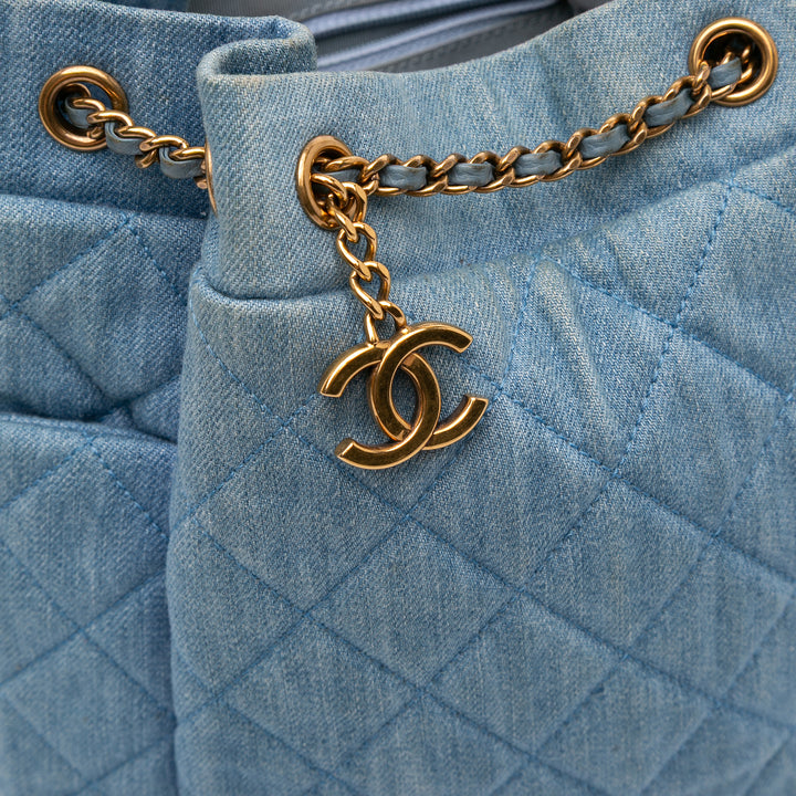 Quilted Denim Urban Spirit Bucket Bag Blue - Gaby Paris