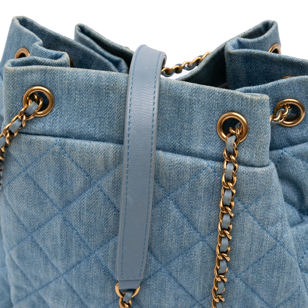 Quilted Denim Urban Spirit Bucket Bag Blue - Gaby Paris