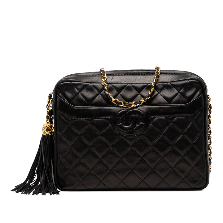 Chanel Medium CC Matelassé Cuir d’agneau Pompon Sac caméra
