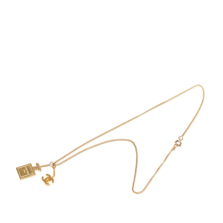 CC plaqué No 5 Perfume Bottle Pendant Collier Doré