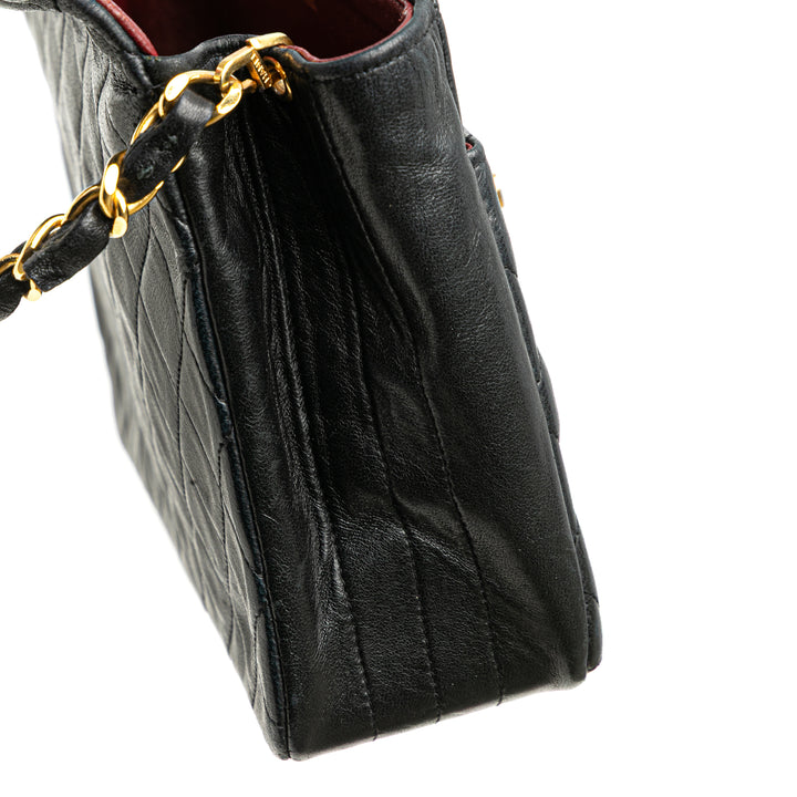 Small Quilted Lambskin Single Flap Black - Gaby Paris
