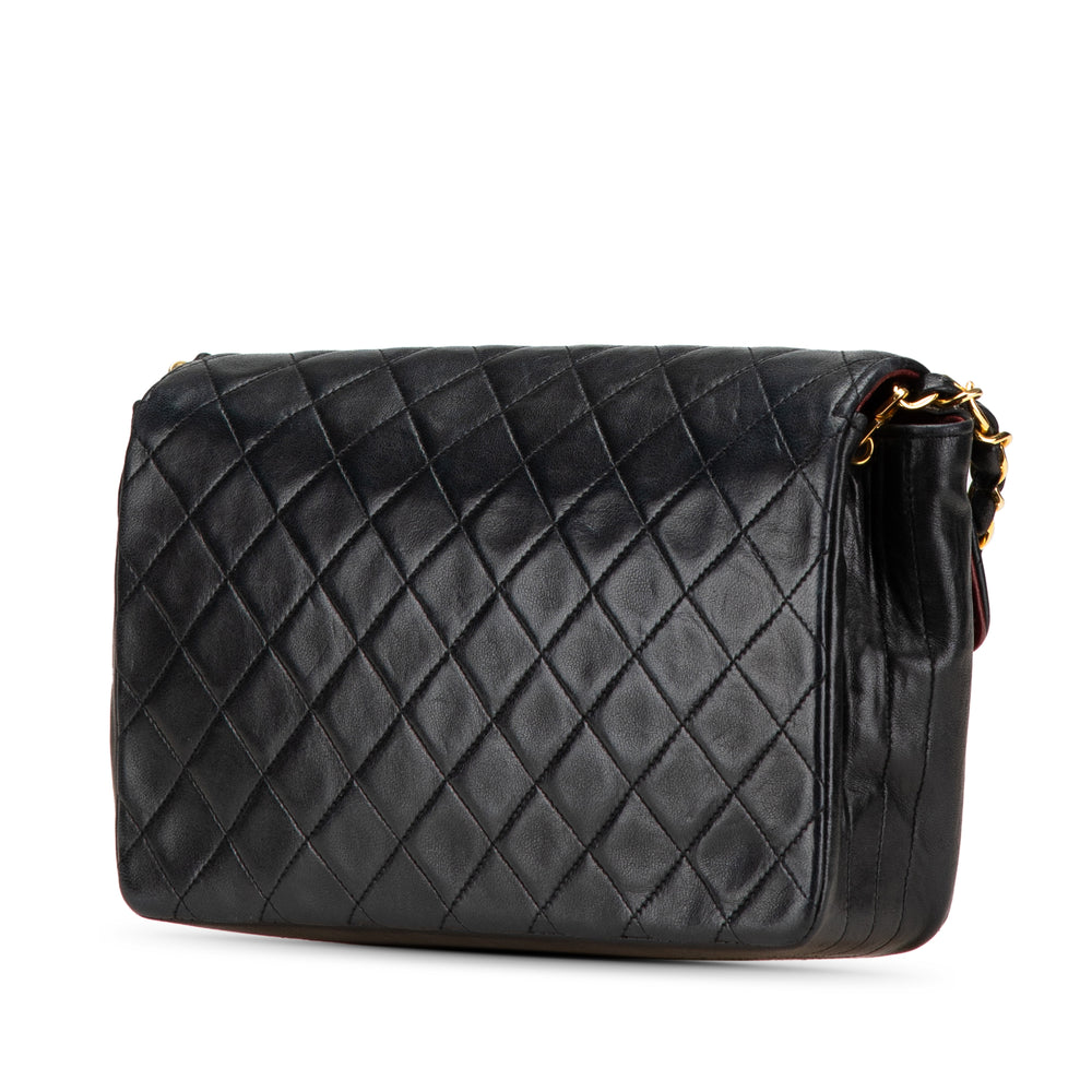 Small Quilted Lambskin Single Flap Black - Gaby Paris