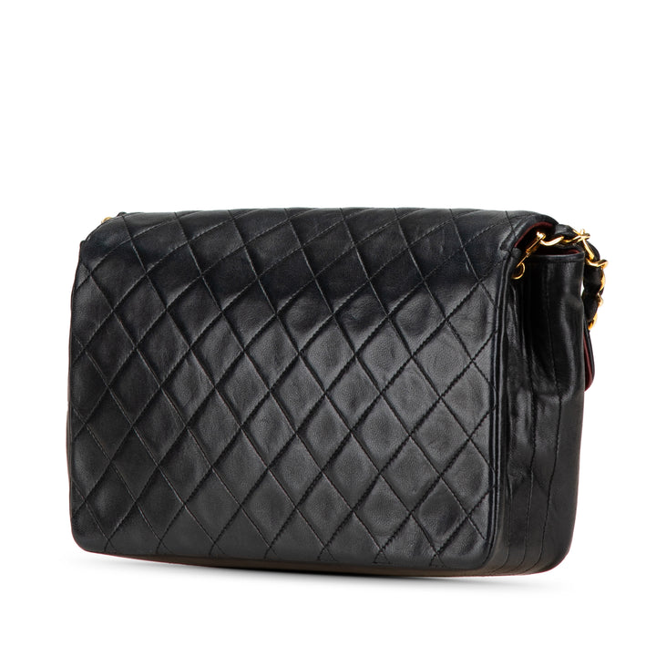 Small Quilted Lambskin Single Flap Black - Gaby Paris