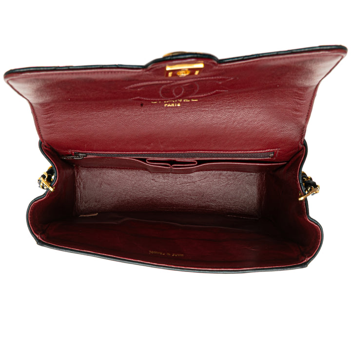 Small Quilted Lambskin Single Flap Black - Gaby Paris