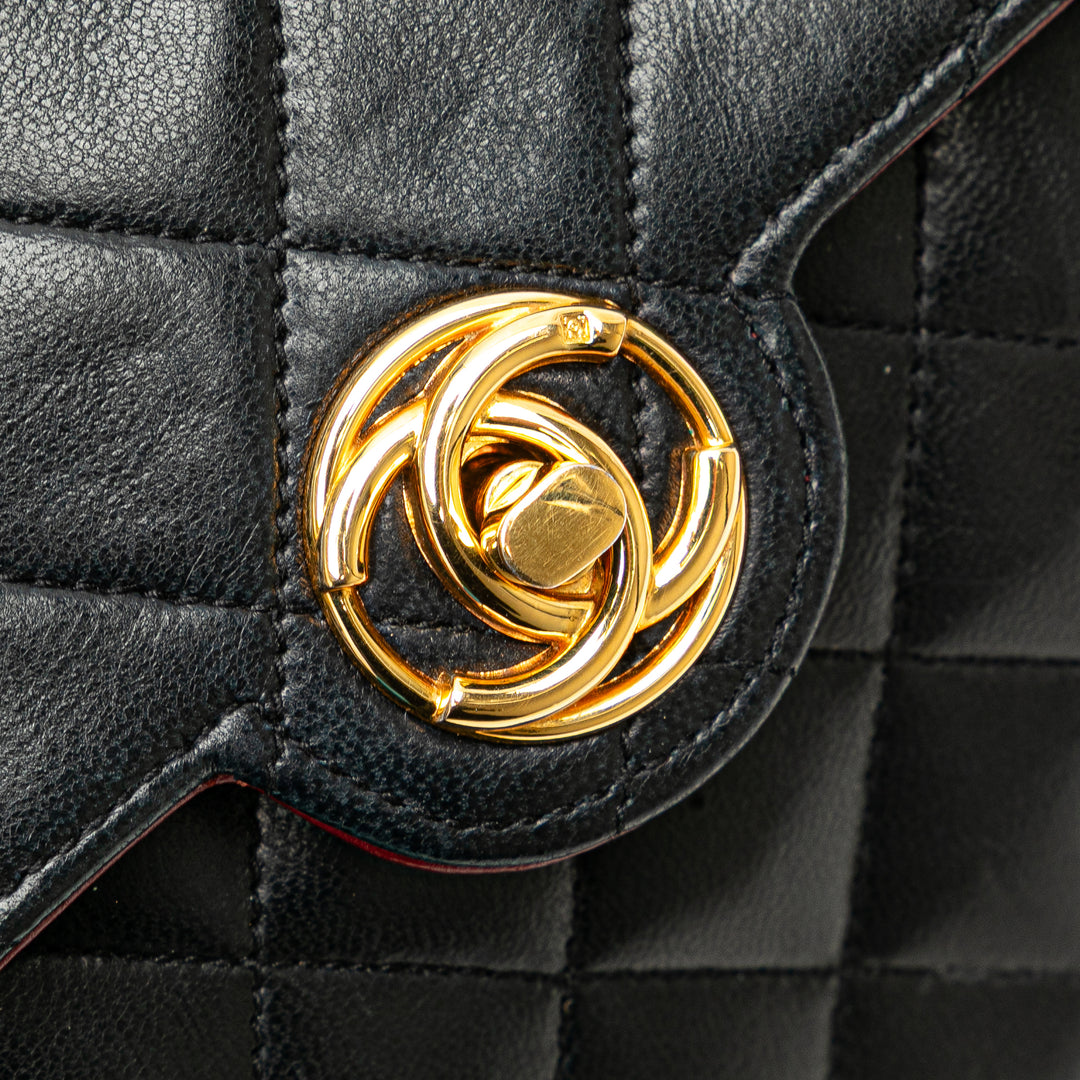 Small Quilted Lambskin Single Flap Black - Gaby Paris