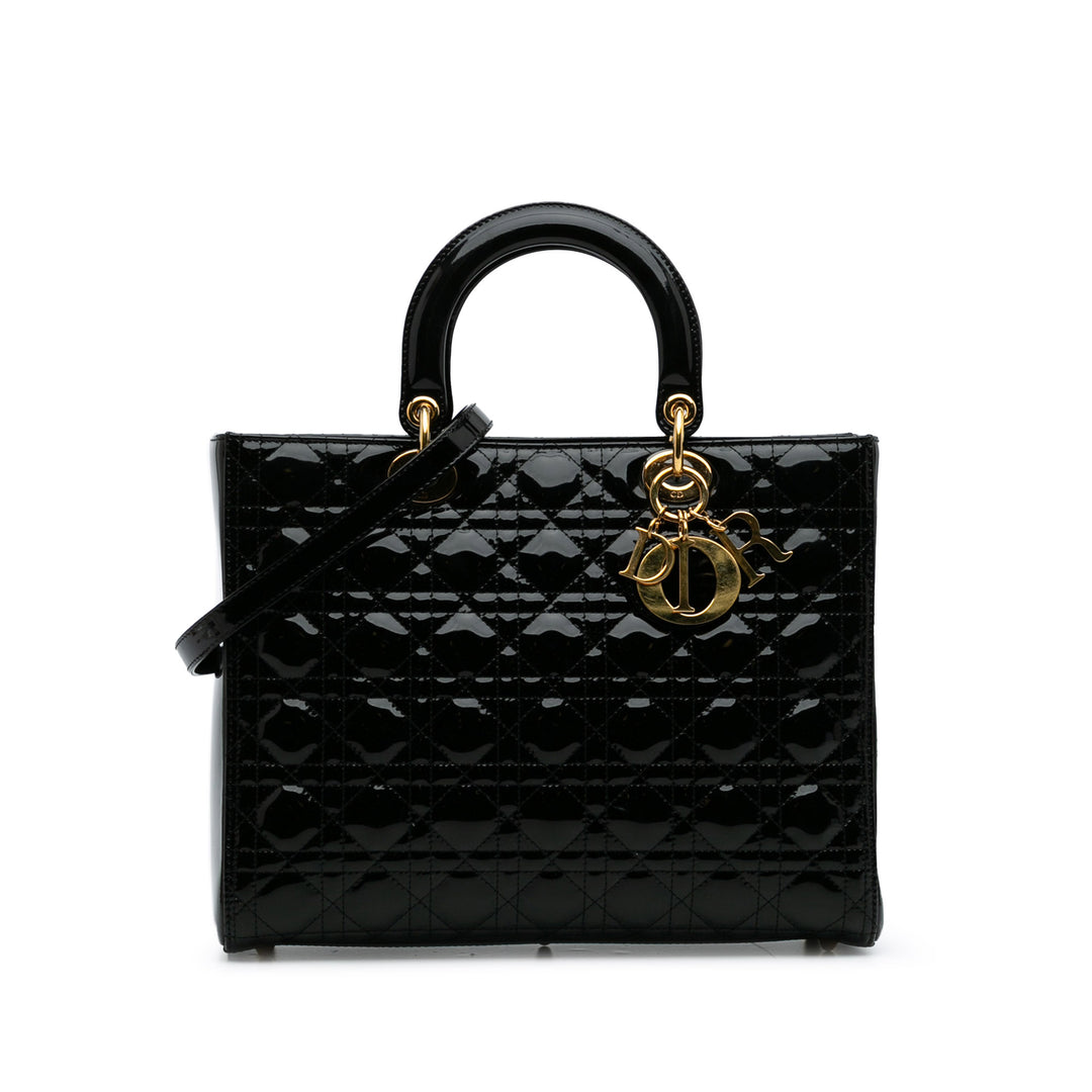 Large Patent Cannage Lady Dior Black - Gaby Paris