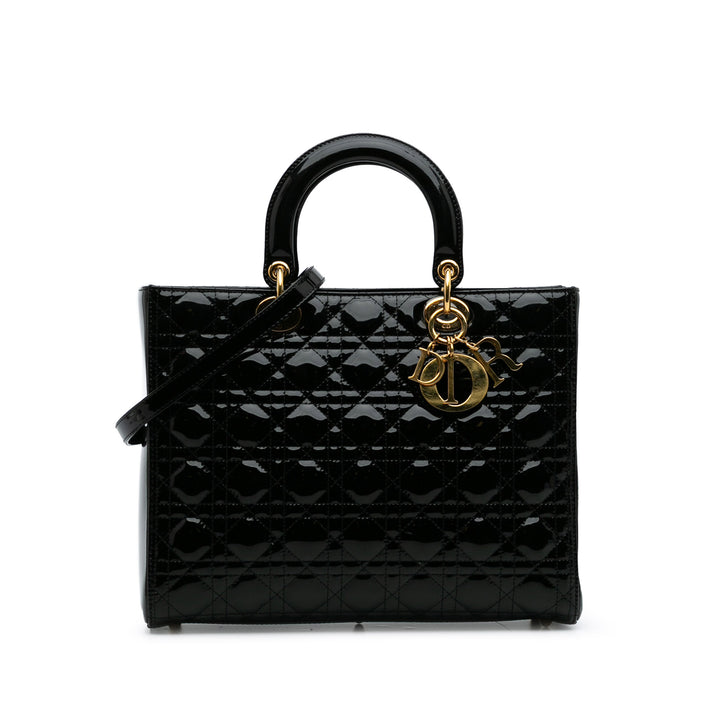 Large Patent Cannage Lady Dior Black - Gaby Paris