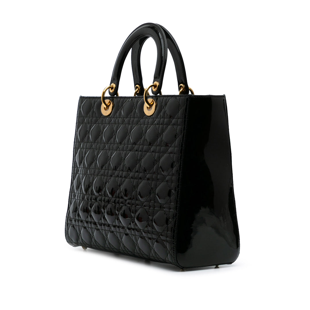 Large Patent Cannage Lady Dior Black - Gaby Paris