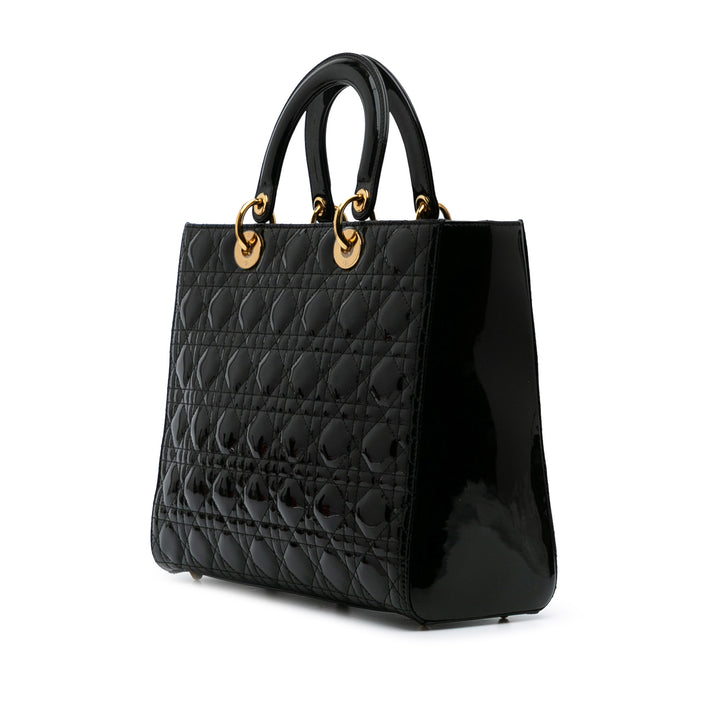 Large Patent Cannage Lady Dior Black - Gaby Paris