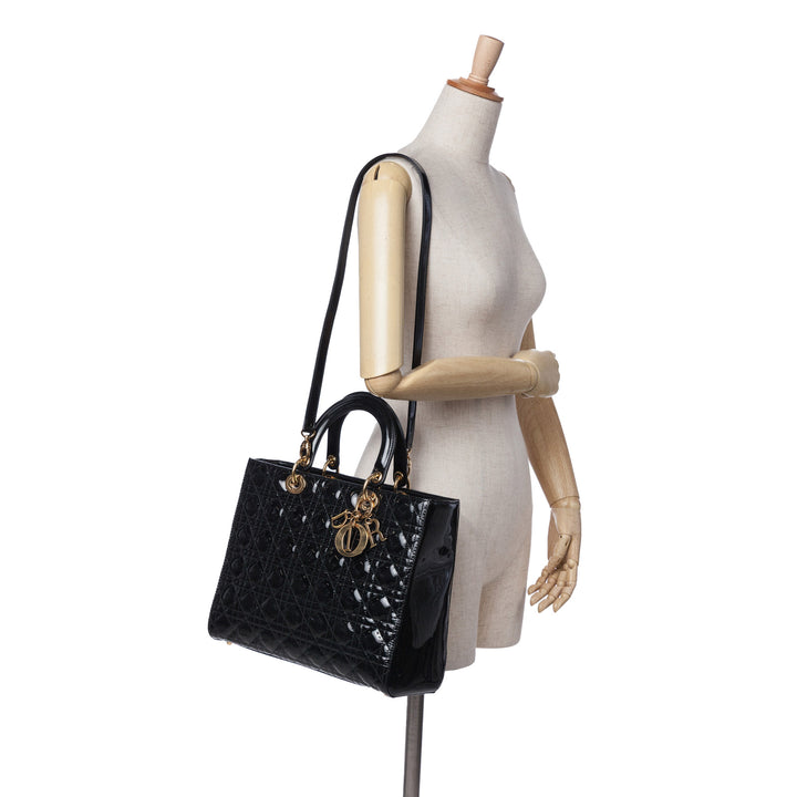 Large Patent Cannage Lady Dior Black - Gaby Paris