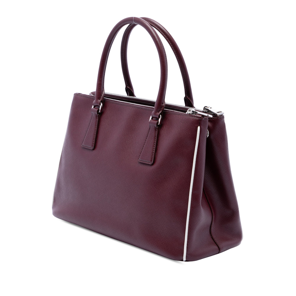 Prada Sac à main Lux Galleria Double Zippé Saffiano Petit Rouge – vue 2 – GABY PARIS