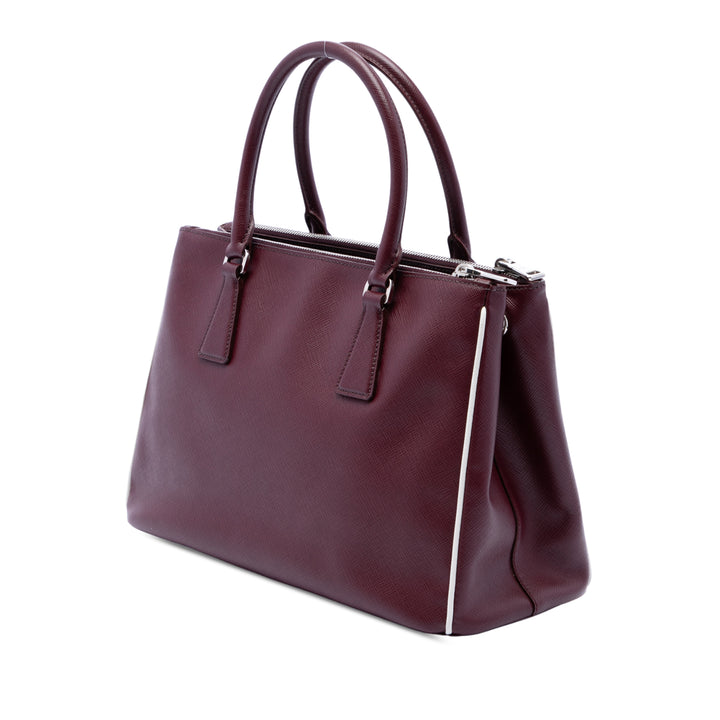 Prada Sac à main Lux Galleria Double Zippé Saffiano Petit Rouge – vue 2 – GABY PARIS