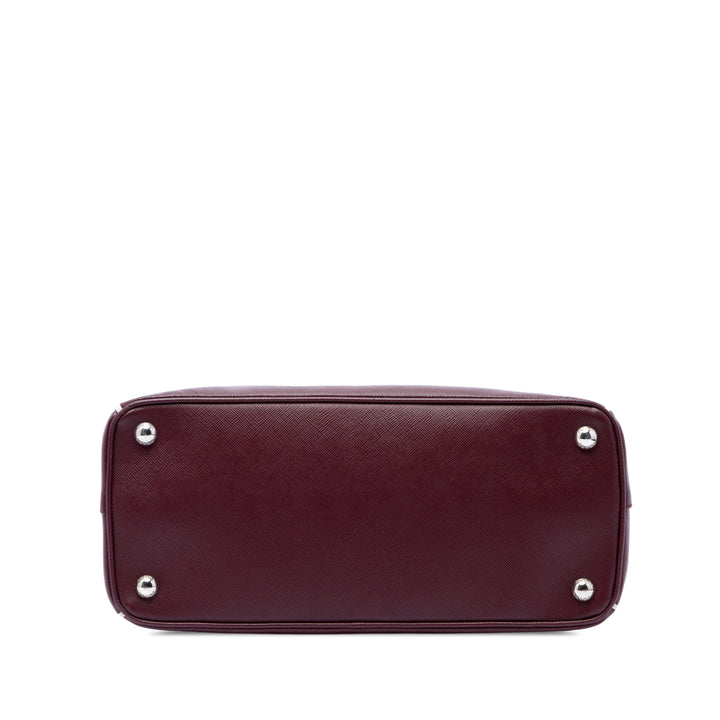 Prada Sac à main Lux Galleria Double Zippé Saffiano Petit Rouge – vue 3 – GABY PARIS