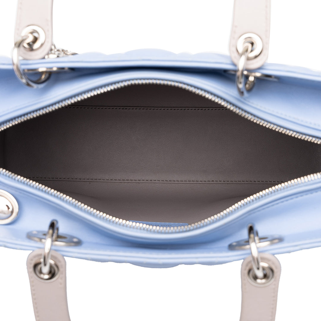 Dior Sac à main Lady Dior Bicolore Cannage Grand Cuir d'agneau Bleu – vue 4 – GABY PARIS