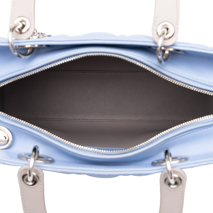 Dior Sac à main Lady Dior Bicolore Cannage Grand Cuir d'agneau Bleu – vue 4 – GABY PARIS