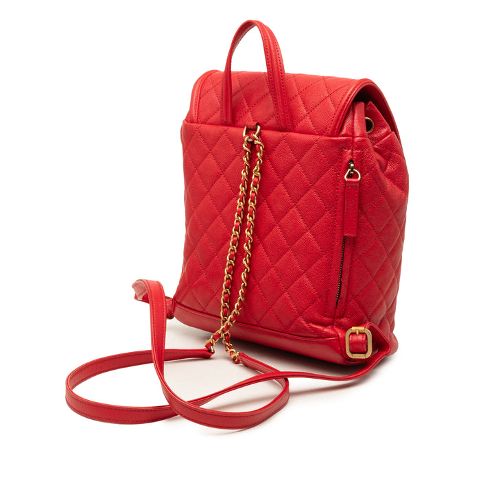 Chanel Matelassé CC Filigree Sac à dos Cuir caviar