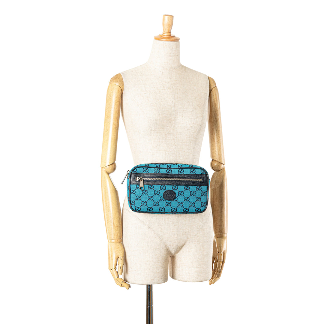 GG Canvas Belt Bag Blue - Gaby Paris