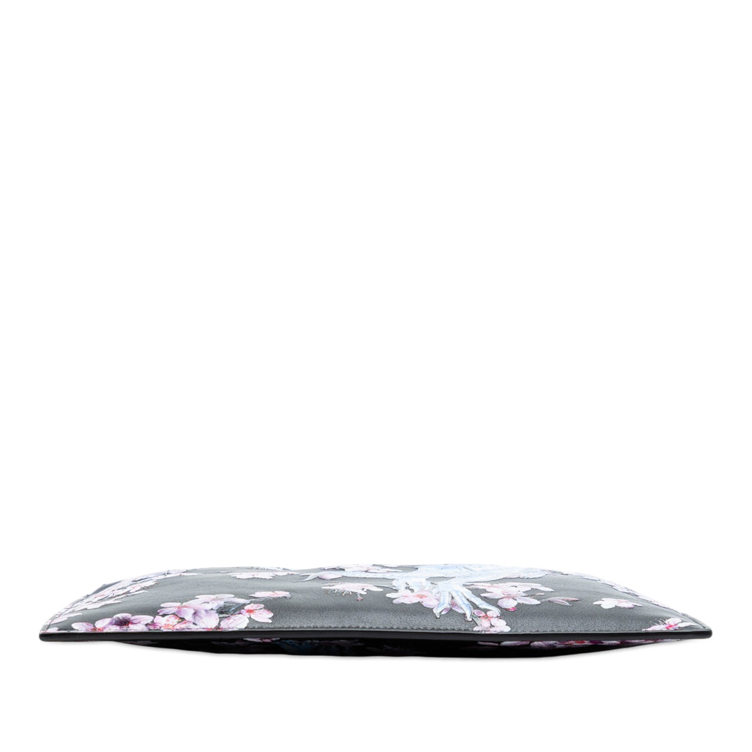 Dior Hajime Sorayama Cuir de veau Cherry Blossom Dinosaur Print Zip Pochette