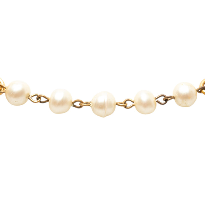 Chanel CC plaqué Perles fantaisie Double Strand Collier Métal