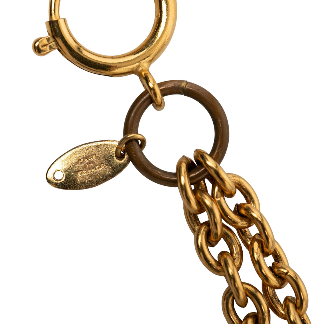 Chanel CC plaqué Perles fantaisie Double Strand Collier Métal