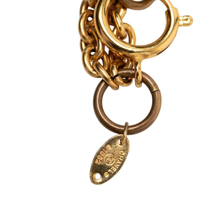 Chanel CC plaqué Perles fantaisie Double Strand Collier Métal
