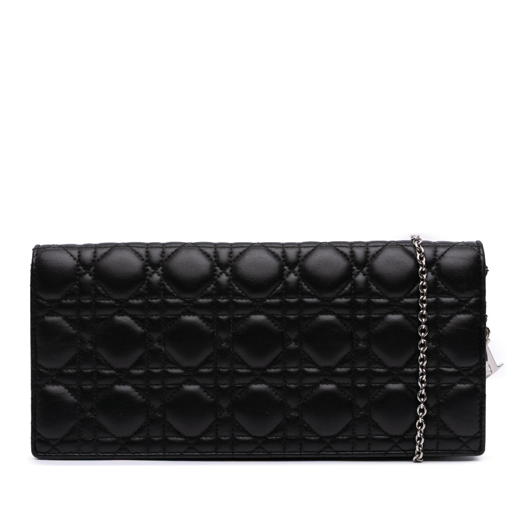 Lambskin Cannage Lady Dior Convertible Clutch Black - Gaby Paris