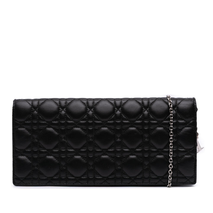 Lambskin Cannage Lady Dior Convertible Clutch Black - Gaby Paris