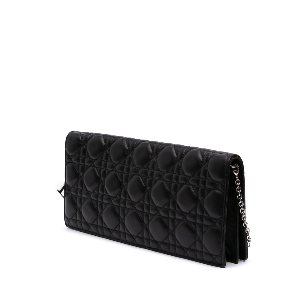 Lambskin Cannage Lady Dior Convertible Clutch Black - Gaby Paris