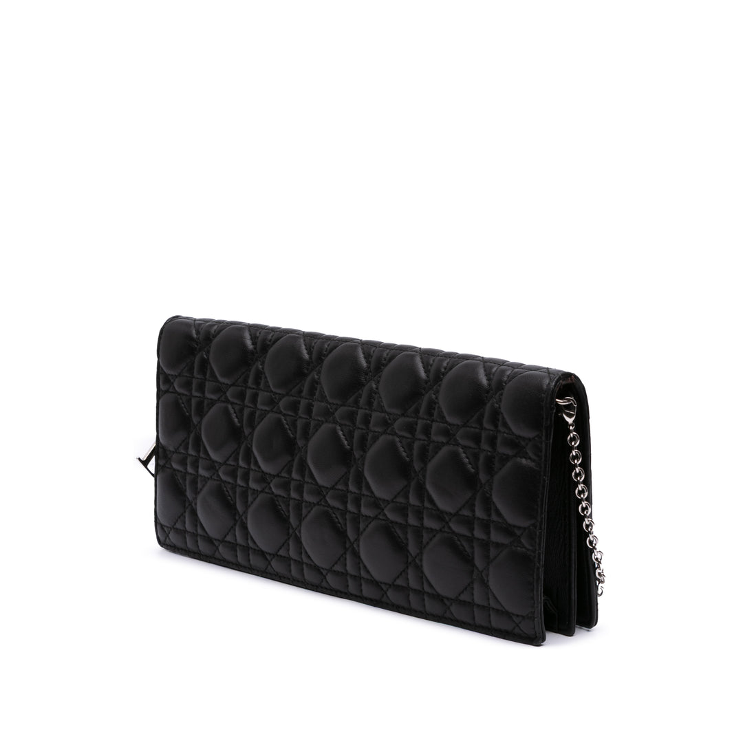 Lambskin Cannage Lady Dior Convertible Clutch Black - Gaby Paris