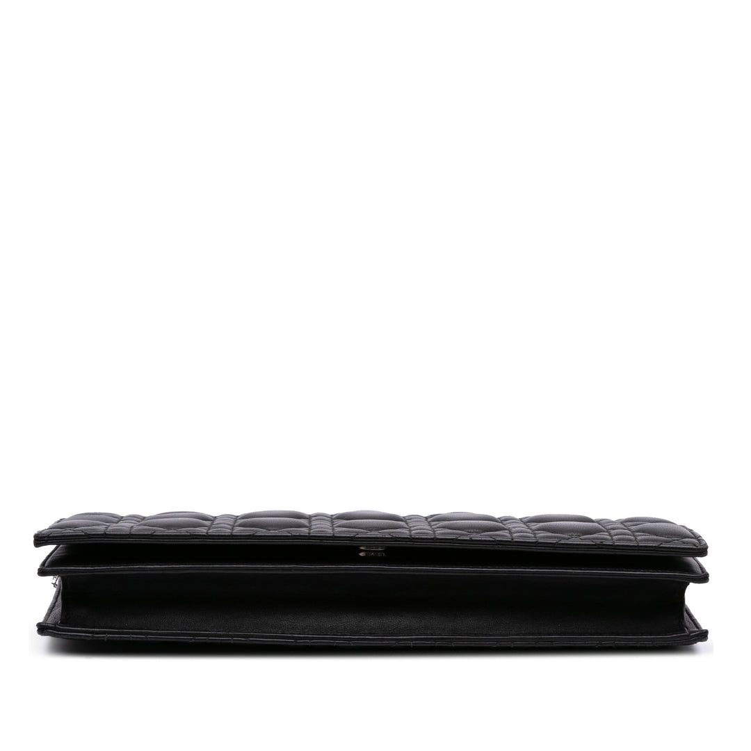 Lambskin Cannage Lady Dior Convertible Clutch Black - Gaby Paris