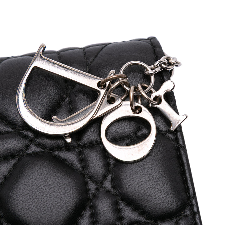 Lambskin Cannage Lady Dior Convertible Clutch Black - Gaby Paris