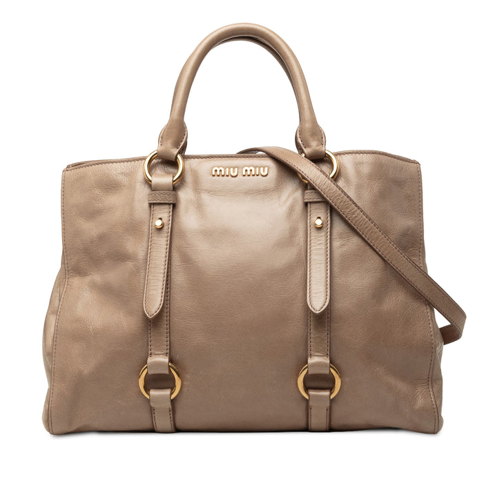 Miu Miu Sac à main Vitello Shine Beige – vue principale – GABY PARIS
