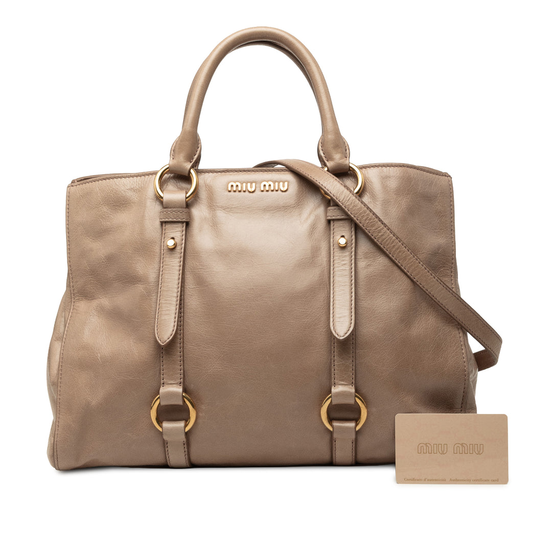 Miu Miu Sac à main Vitello Shine Beige – vue 7 – GABY PARIS