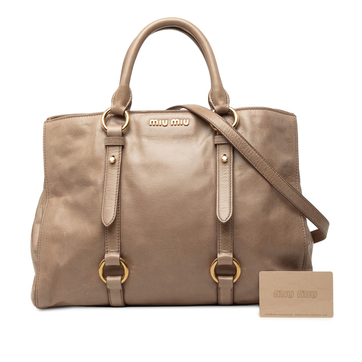 Miu Miu Sac à main Vitello Shine Beige – vue 7 – GABY PARIS